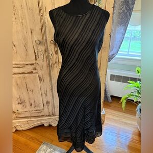 J. Jill silk semi sheer bias cut Midi length dress. Size 4. Gray/black
